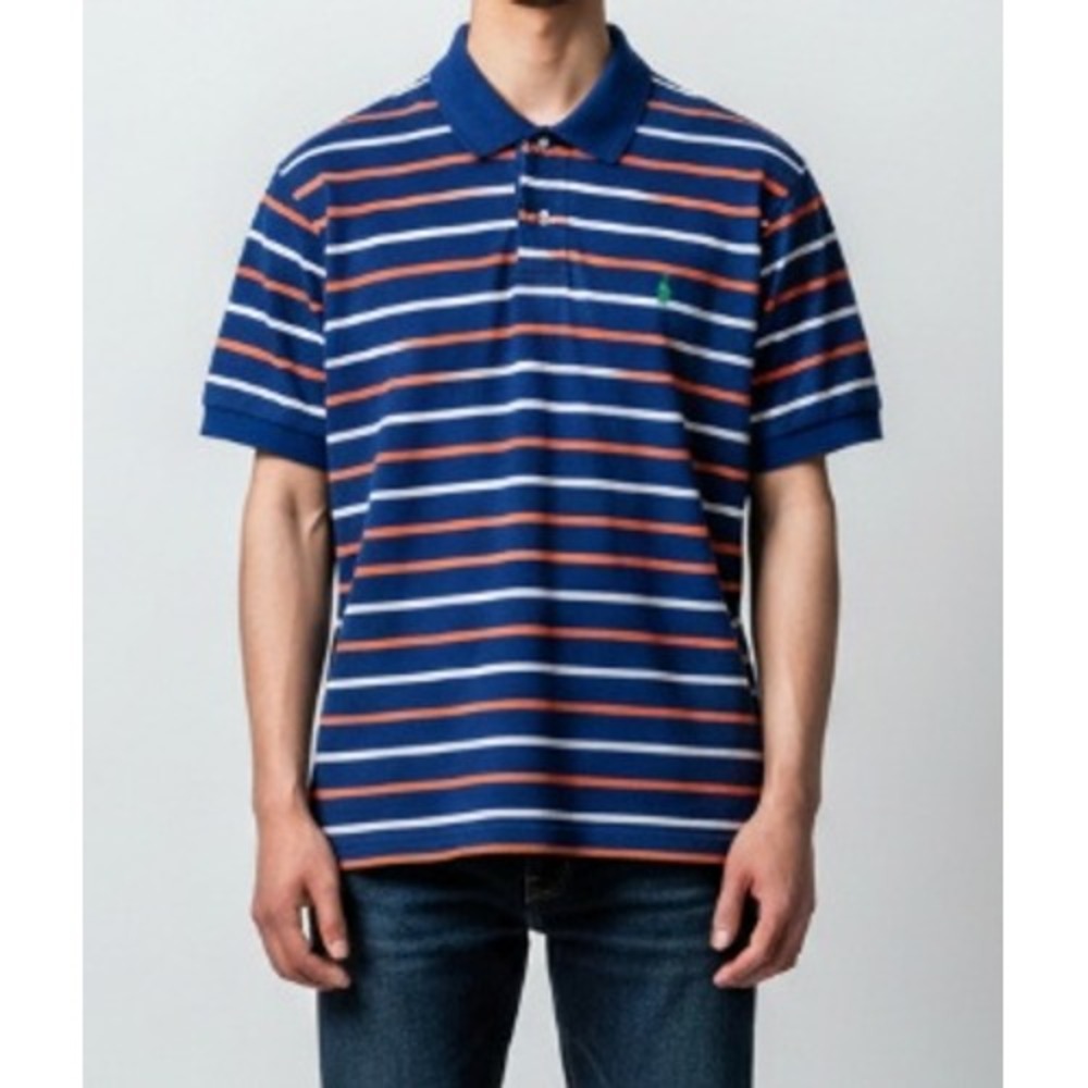 Polo Ralph Lauren Polo Shirt Striped Men's Medium Blue Orange Short Sleeve